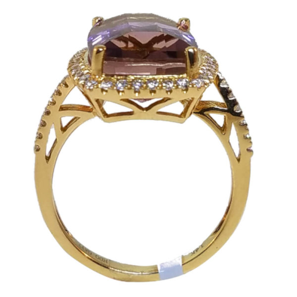 14K Rose Gold 5.97ct Diamond and Ametrine Ring