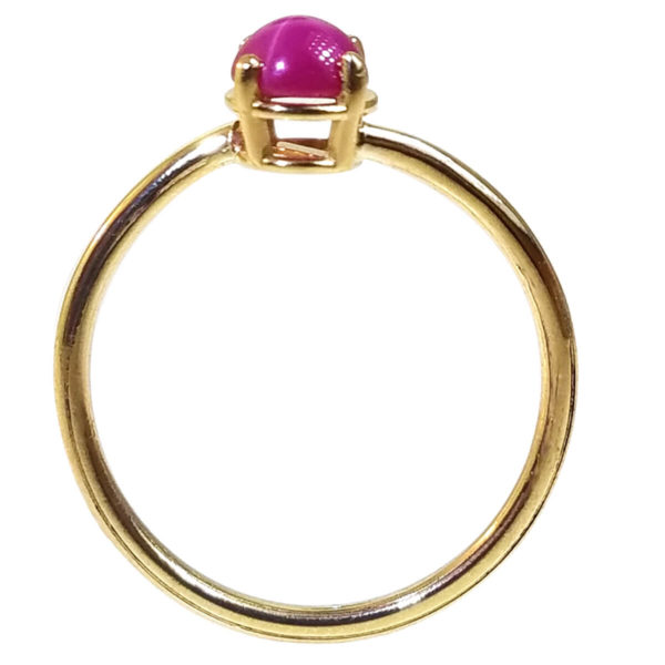 14kt Yellow Gold “Skinny” Ring with Pink Star
