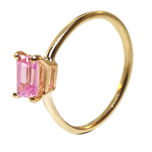 14kt Yellow Gold “Skinny” Ring with Pink Topaz