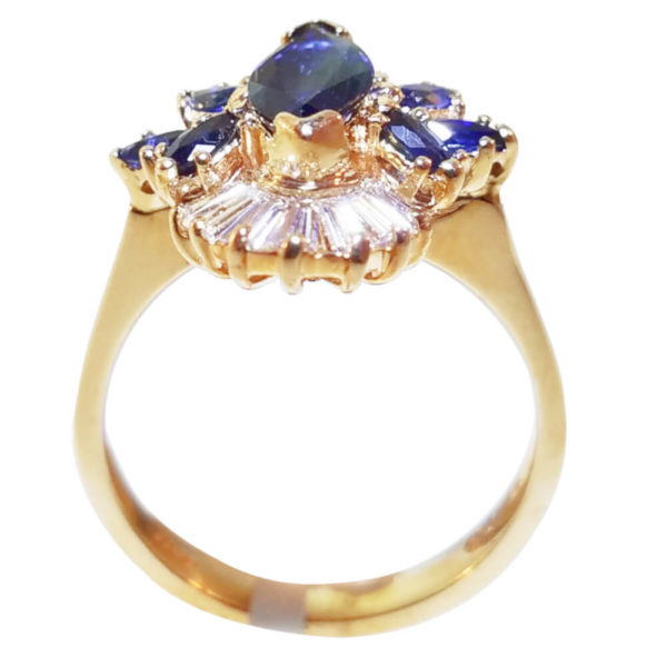18K Yellow Gold 1.33ct Diamond and Sapphire Ring