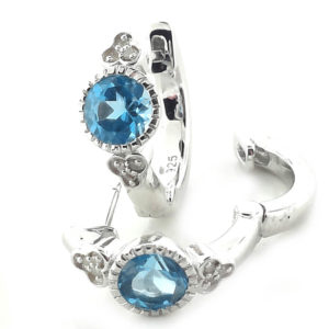 Sterling Silver Diamond and Topaz Earrings