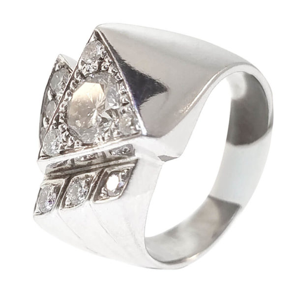 Gent's Platinum and Silver 1.30ct Diamond Ring