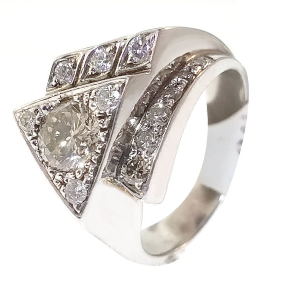 Gent's Platinum and Silver 1.30ct Diamond Ring