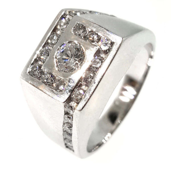 Gent's 14K White Gold 1.16ct Diamond Ring