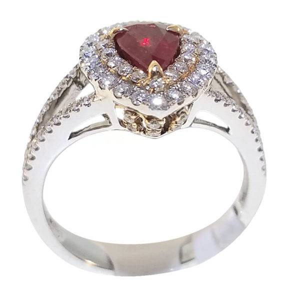 14K White Gold 1.40ct Diamond and Ruby Ring