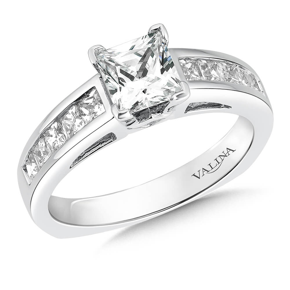 Princess Cut Channel Set Diamond Engagement Ring Bridal Set 14k Black Gold