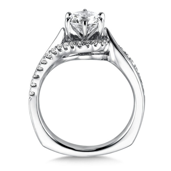 14K White Gold 0.27ct Diamond Engagement Ring 1.00ct center