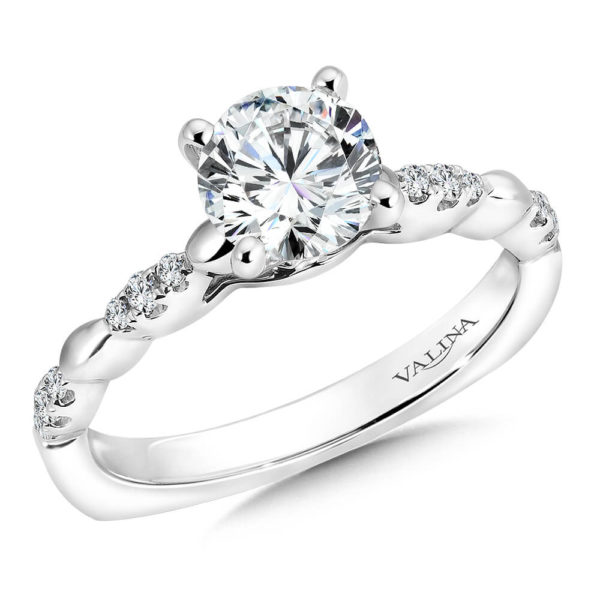 14K White Gold 0.11ct Diamond Engagement Ring 1.00ct center