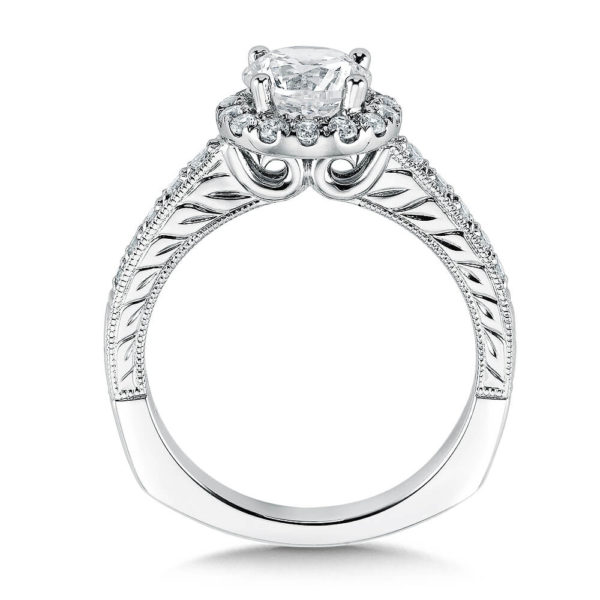14K White Gold 0.32ct Diamond Engagement Ring 0.50ct center