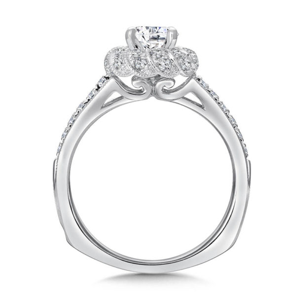 14K White Gold 0.34ct Diamond Engagement Ring 0.625ct center