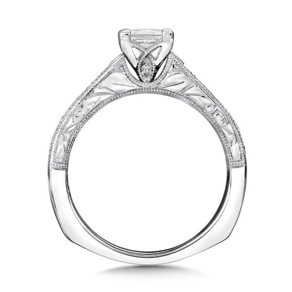 14K White Gold 0.29ct Diamond Engagement Ring 0.75ct Princess center