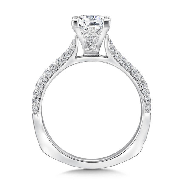 14K White Gold 0.33ct Diamond Engagement Ring 1.00ct Princess center