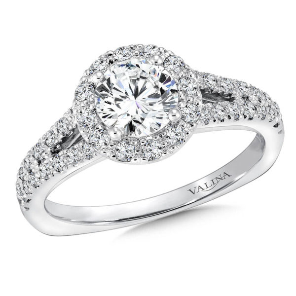 14K White Gold 0.45ct Diamond Engagement Ring 0.75ct center