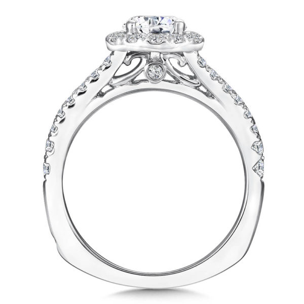 14K White Gold 0.45ct Diamond Engagement Ring 0.75ct center