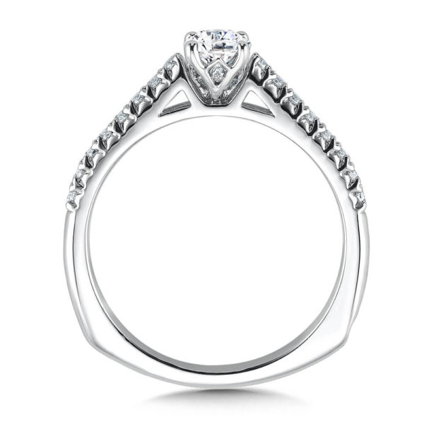14K White Gold 0.17ct Diamond Engagement Ring 0.33ct center