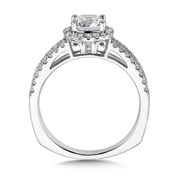 14K White Gold 0.32ct Diamond Engagement Ring 0.75ct center