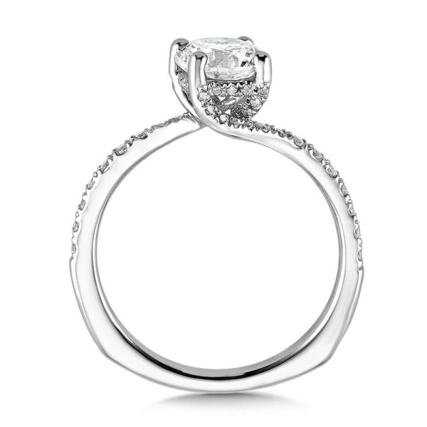 14K White Gold 0.22ct Diamond Engagement Ring 1.00ct center