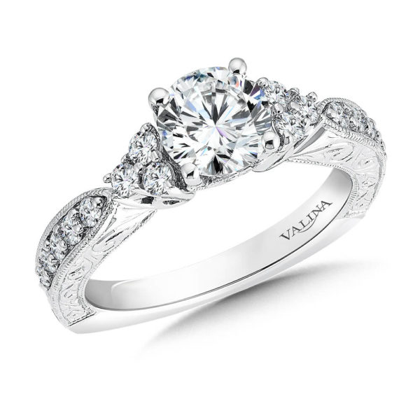 14K White Gold 0.39ct Diamond Engagement Ring 1.00ct center