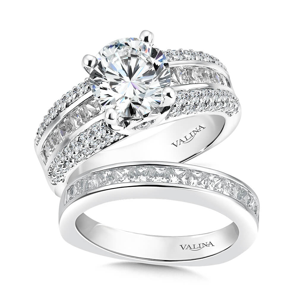 14K White Gold Wedding Set Round Brilliant Diamond Bridal Engagement Ring 
