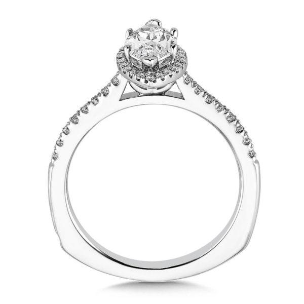 14K White Gold 0.20ct Diamond Engagement Ring 1.00ct Marquis center