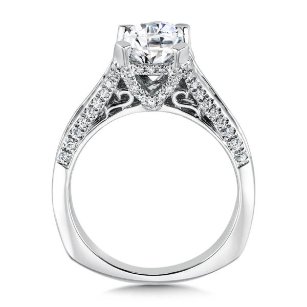14K White Gold 0.96ct Diamond Engagement Ring 1.50ct Emerald cut center
