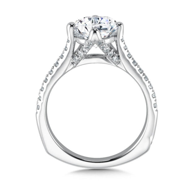 14K White Gold 0.28ct Diamond Engagement Ring 0.50ct center