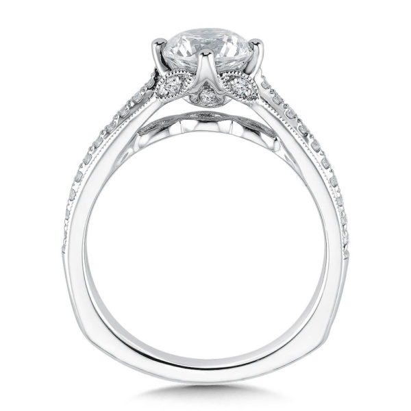 14K White Gold 0.17ct Diamond Engagement Ring 1.00ct center