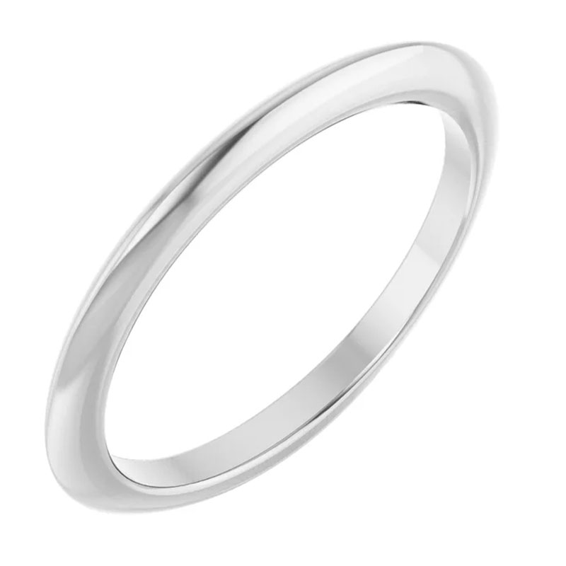 an illustration of a classic white gold plain wedding band